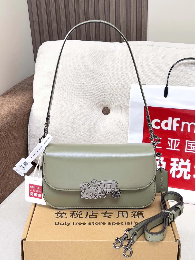 Coach Olive Green Leather Crossbody Bag - Image 4