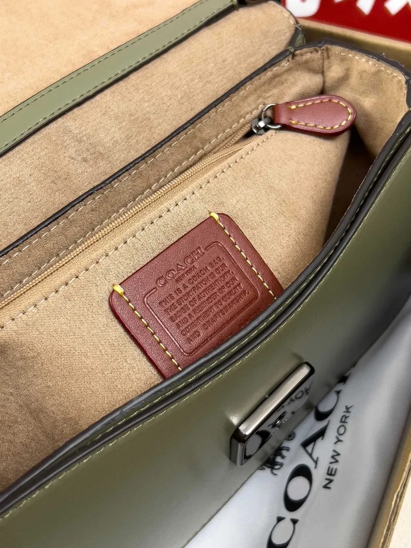 Coach Olive Green Leather Crossbody Bag - Image 6
