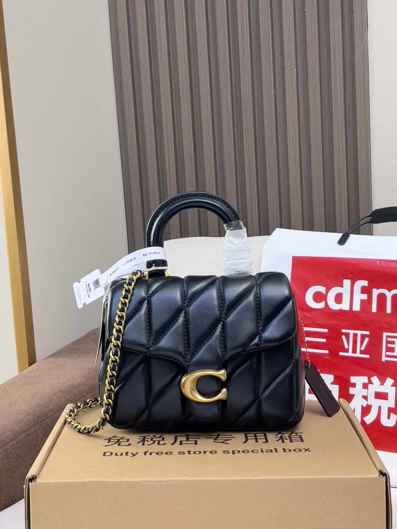 Coach Black Quilted Mini Top Handle Bag - Image 4