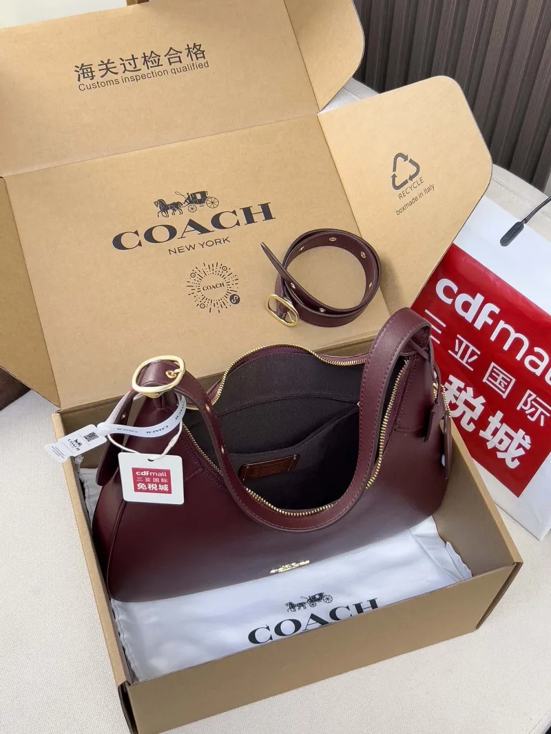Coach 114 Burgundy Hobo Shoulder Bag - Image 5