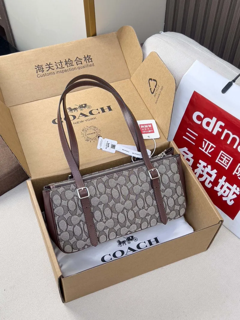 Alternative view of Coach Signature Monogram Shoulder Bag Brown