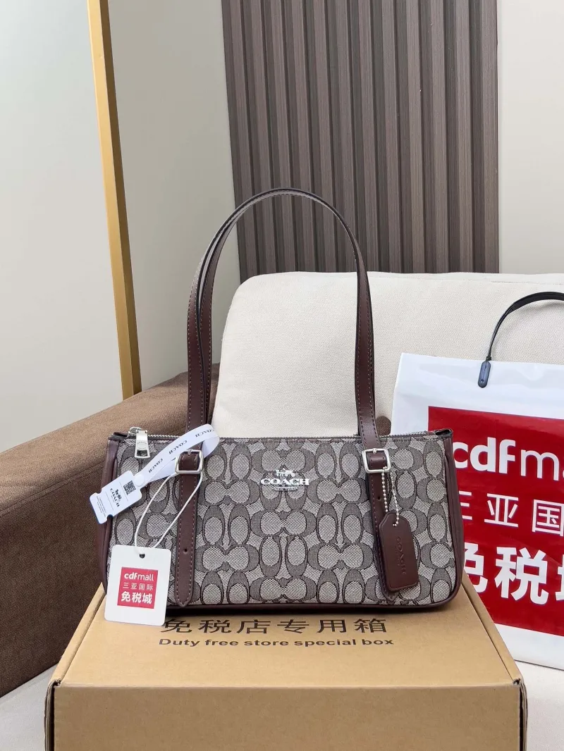 Coach Signature Monogram Shoulder Bag Brown - Image 4