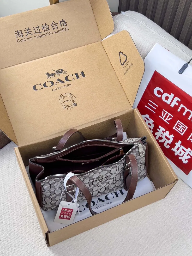 Coach Signature Monogram Shoulder Bag Brown - Image 5