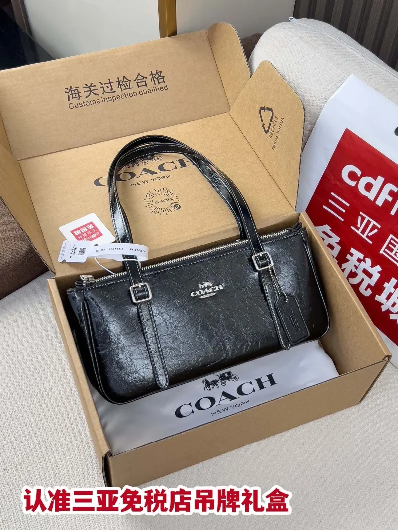 Coach Black Leather Top Handle Bag