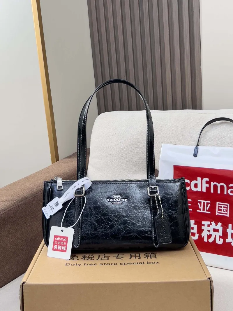 Coach Black Leather Top Handle Bag - Image 4