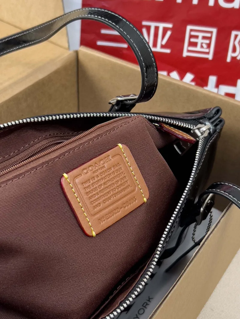 Coach Black Leather Top Handle Bag - Image 6