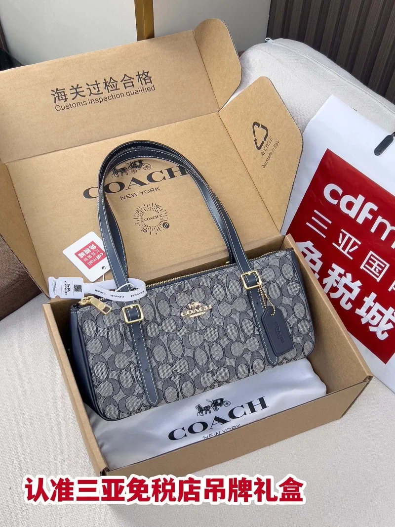 Coach Navy Gray Monogram Shoulder Bag 124