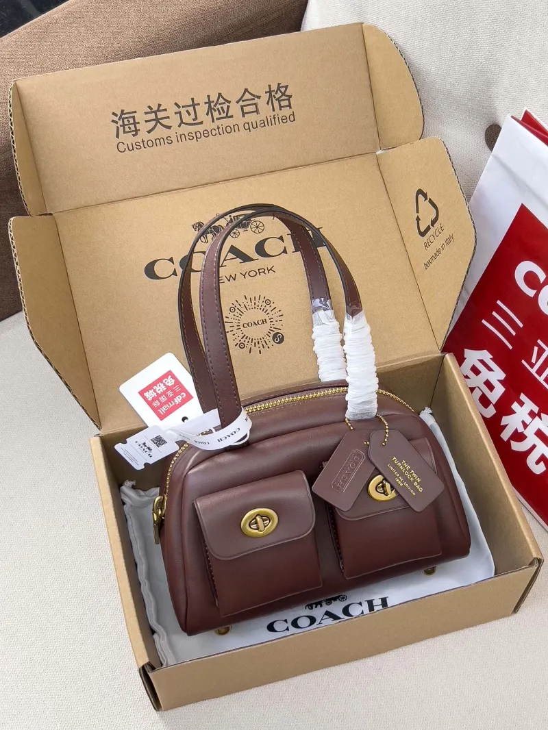 Coach Brown Twin Turnlock Top Handle Bag