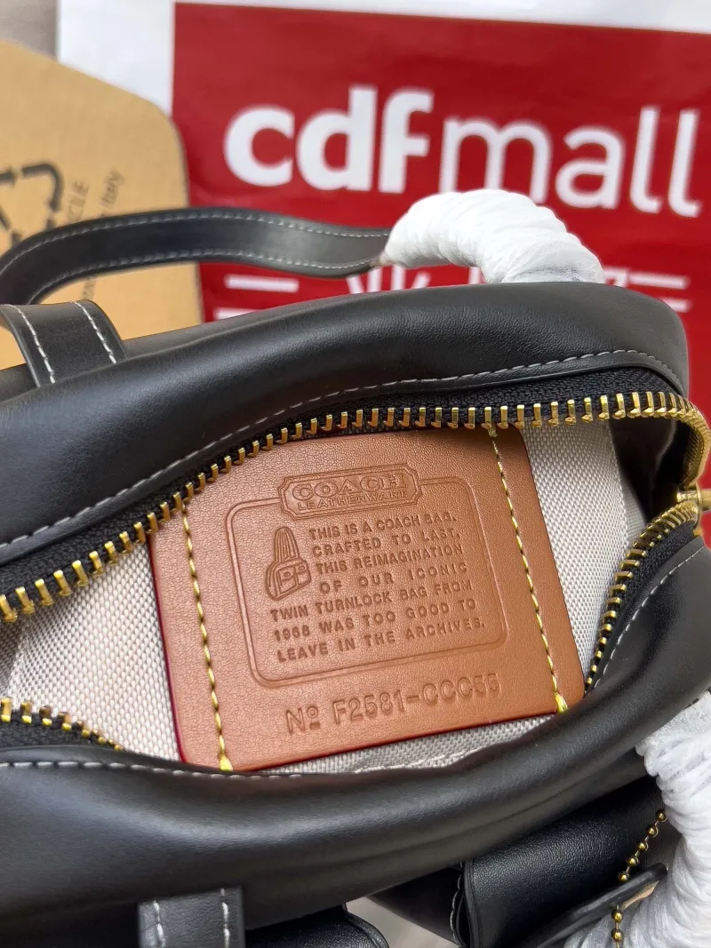 Coach Black Full Grain Leather Top Handle Bag - Image 6