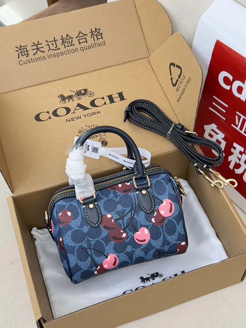 Alternative view of Coach Denim Blue Cherry Print Mini Crossbody Bag