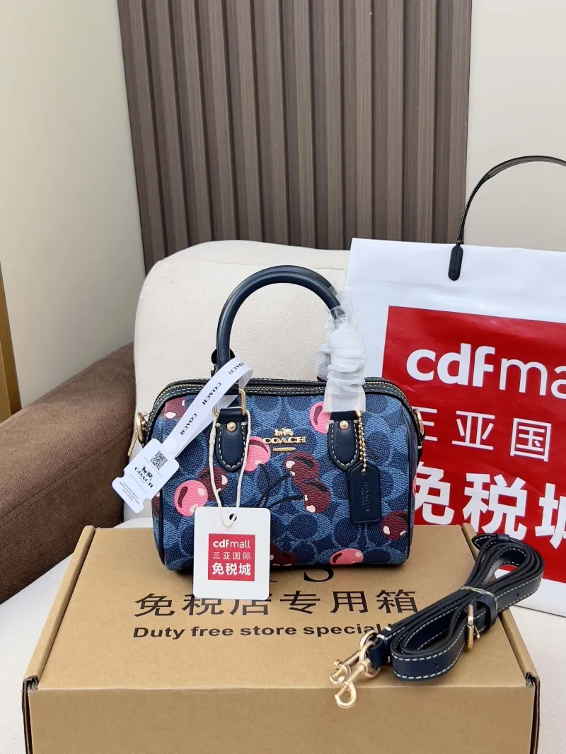 Coach Denim Blue Cherry Print Mini Crossbody Bag - Image 4