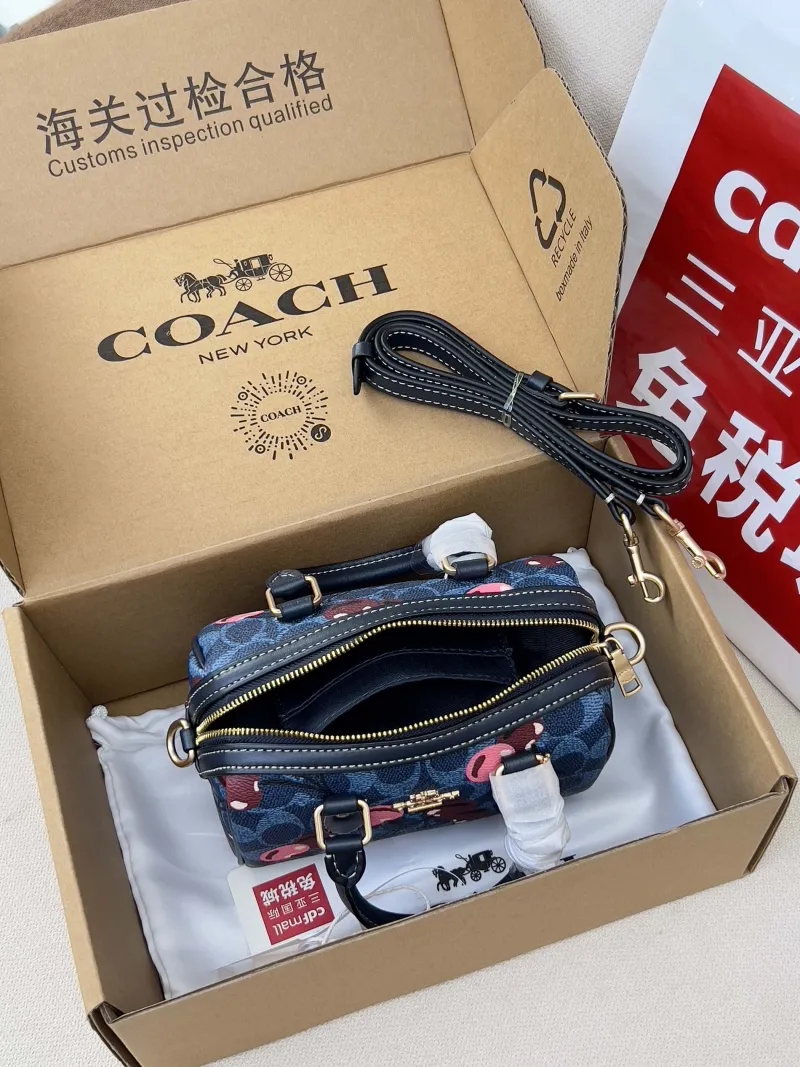 Coach Denim Blue Cherry Print Mini Crossbody Bag - Image 5