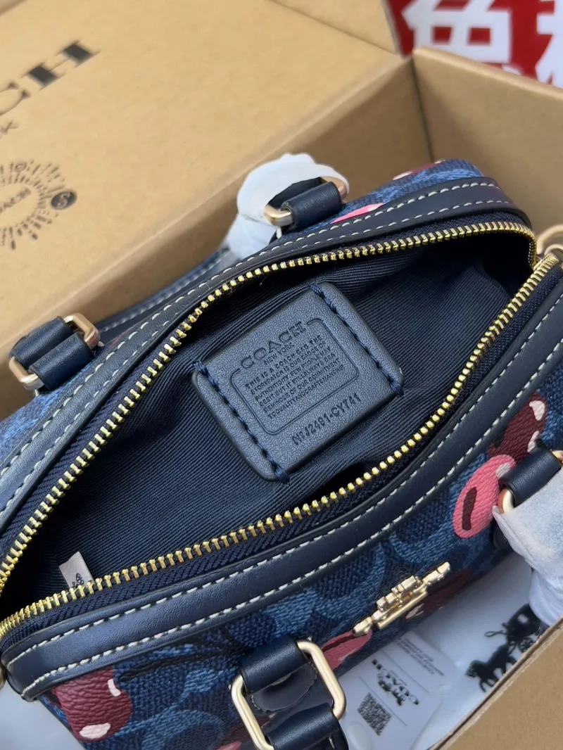 Coach Denim Blue Cherry Print Mini Crossbody Bag - Image 6