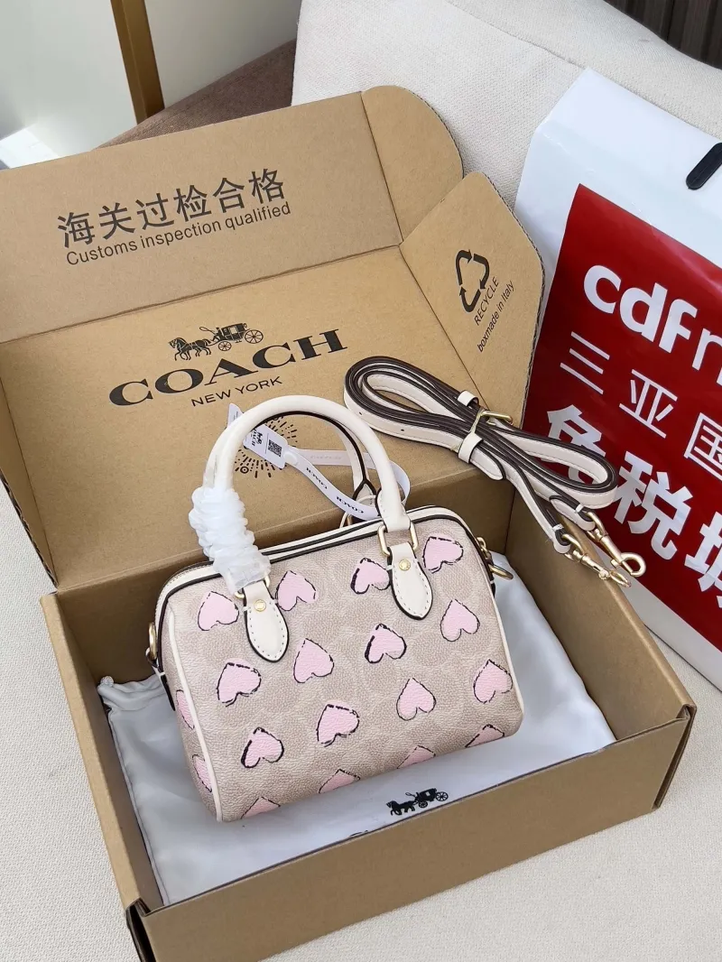 Alternative view of Coach Pink Heart Print Mini Satchel Handbag