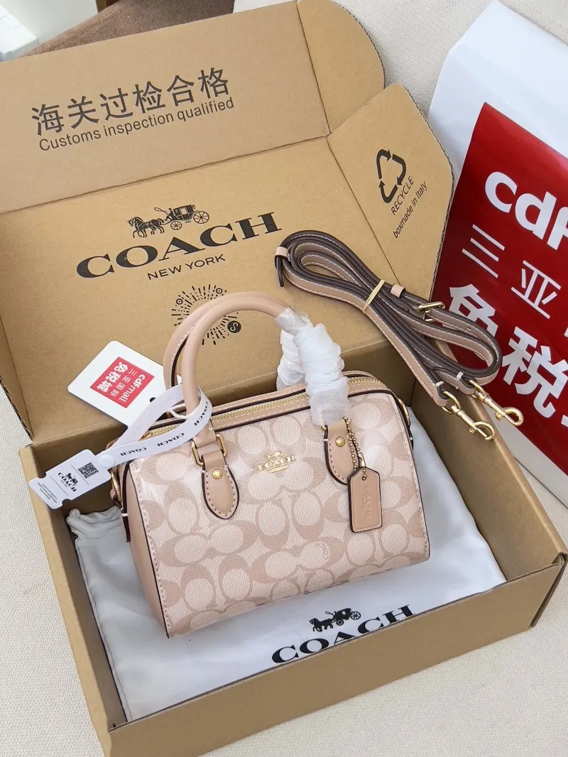 Coach Mini Light Beige Top Handle Crossbody Bag
