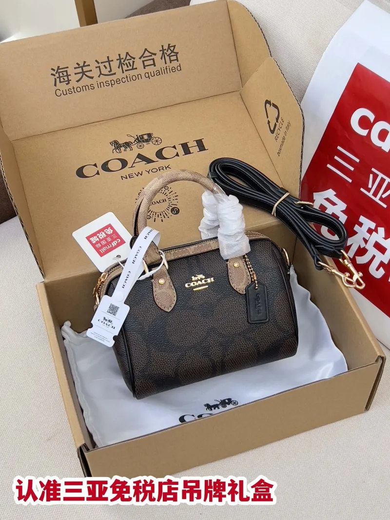 Coach Dark Brown Mini Top Handle Crossbody Bag