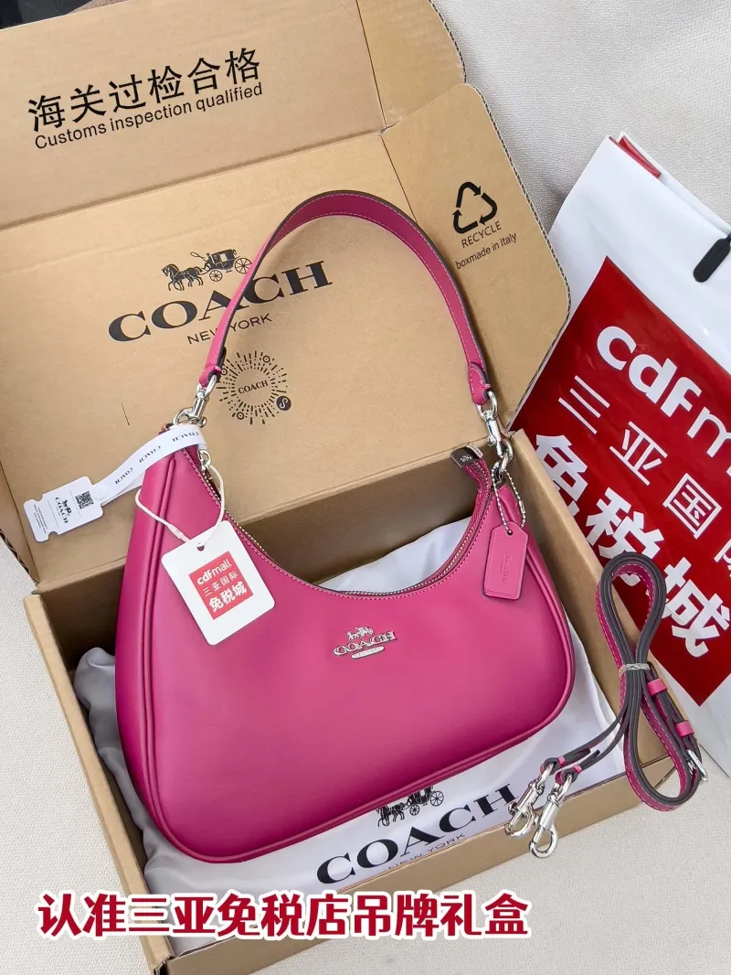 Coach Pink Leather Hobo Shoulder Bag