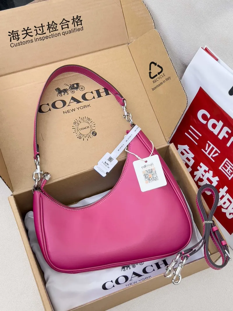 Alternative view of Coach Pink Leather Hobo Shoulder Bag