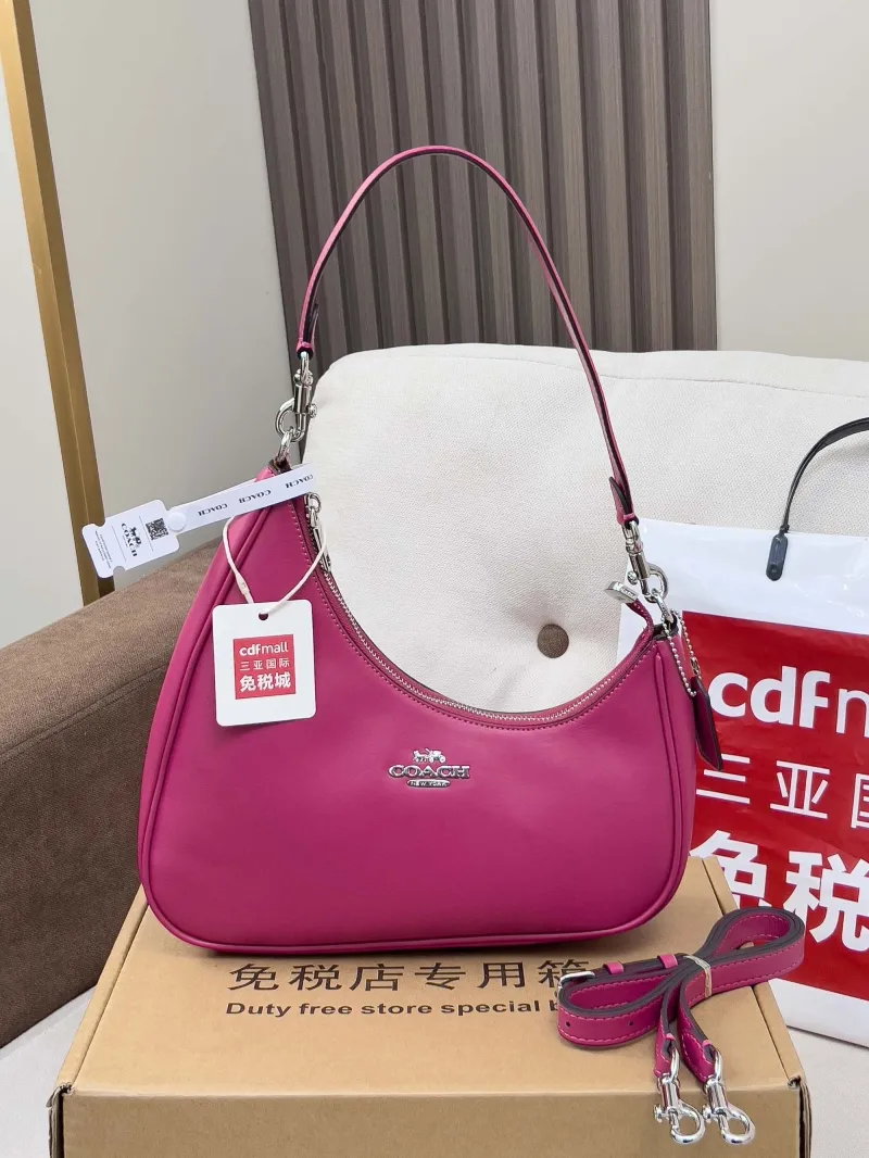 Coach Pink Leather Hobo Shoulder Bag - Image 4