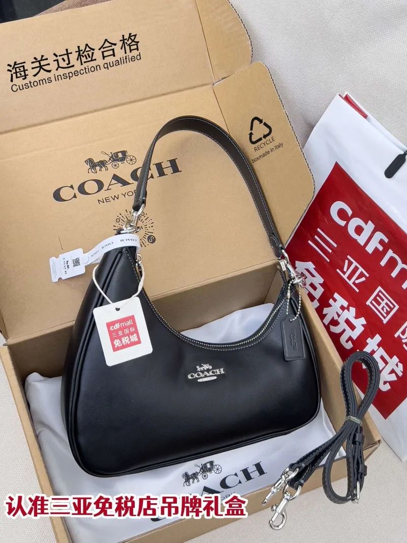 Coach Black Leather Hobo Shoulder Bag