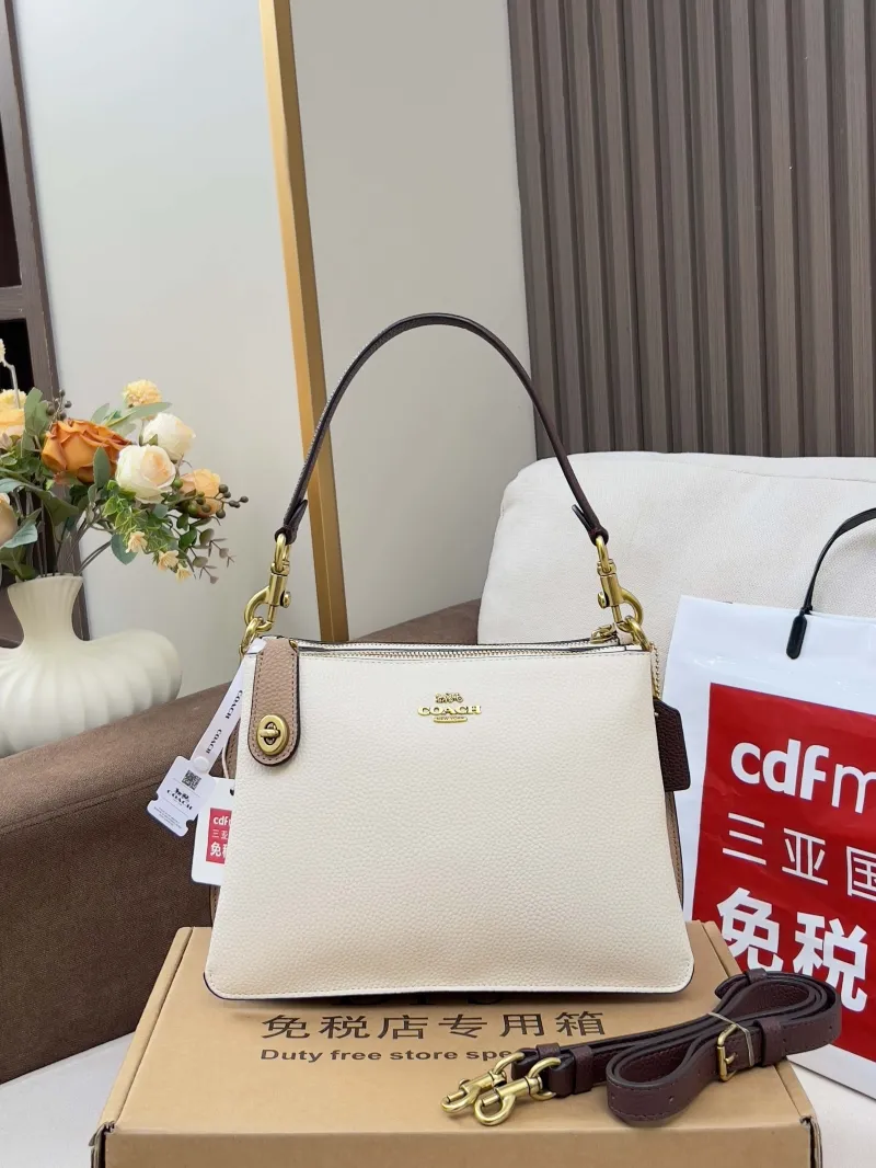 Coach 171 Cream Brown Leather Shoulder Bag - Image 4