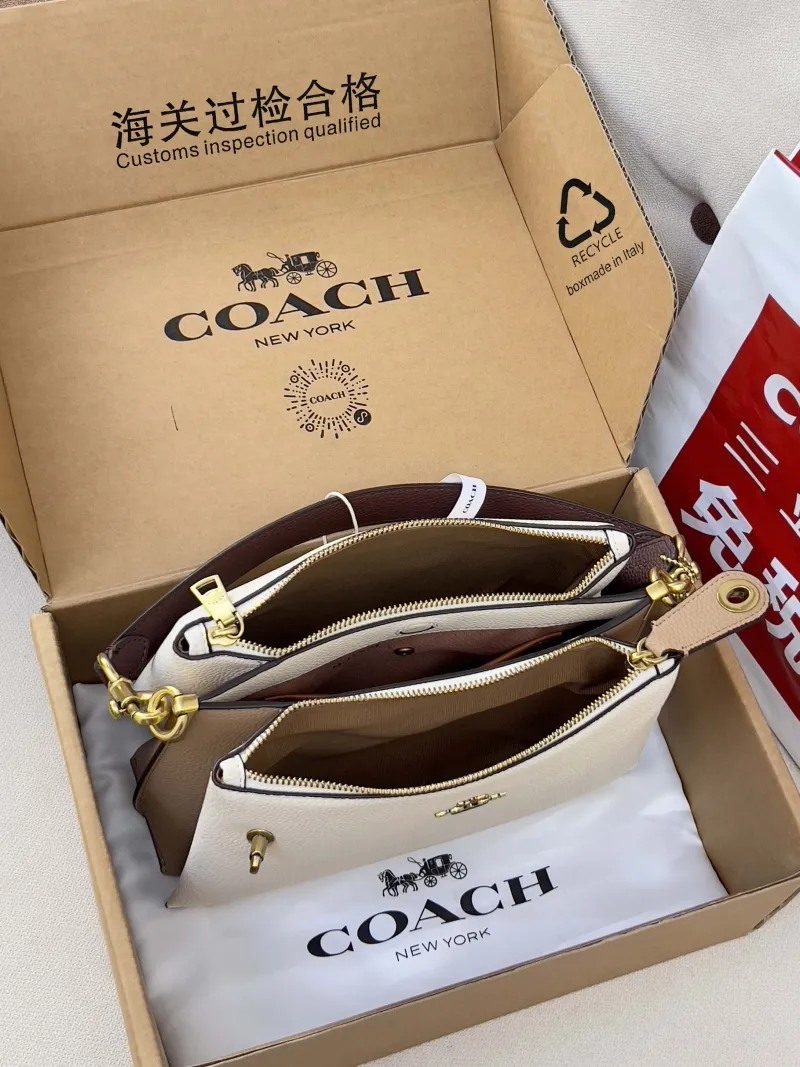 Coach 171 Cream Brown Leather Shoulder Bag - Image 5