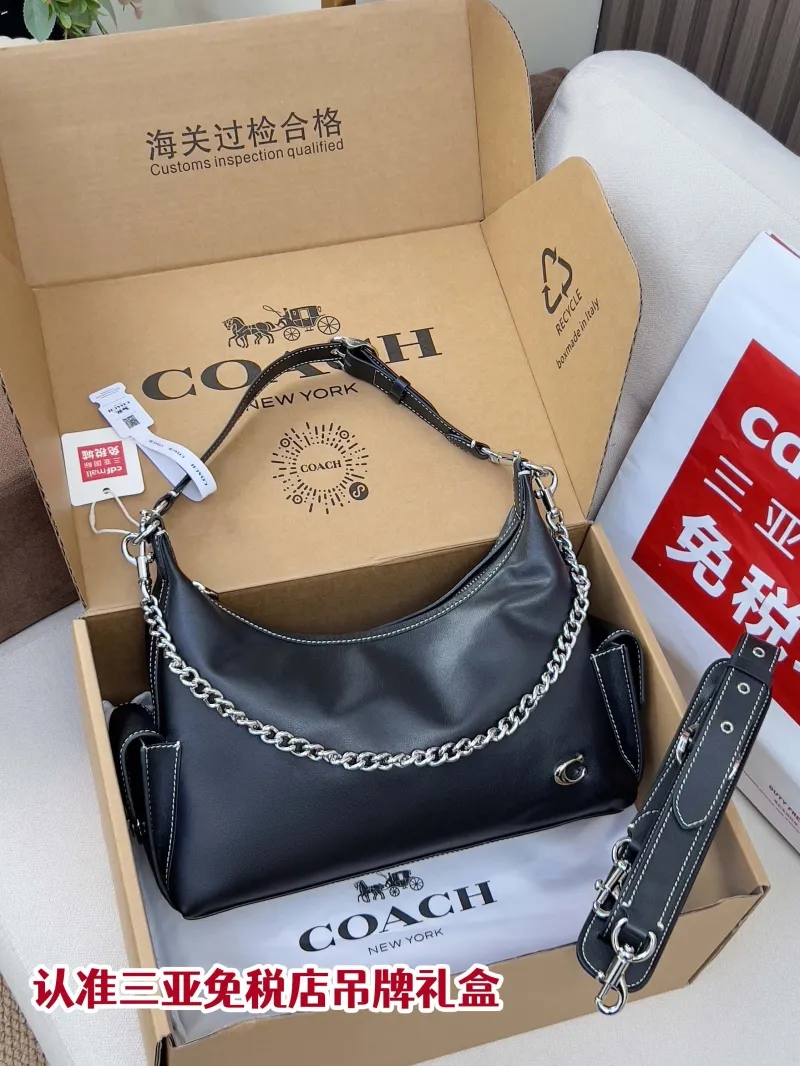 Coach Black Leather Hobo Shoulder Bag