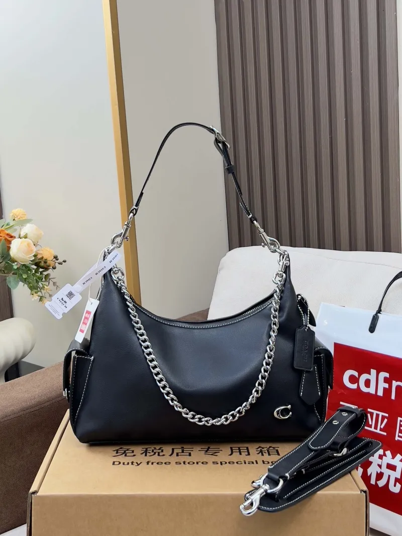 Coach Black Leather Hobo Shoulder Bag - Image 4