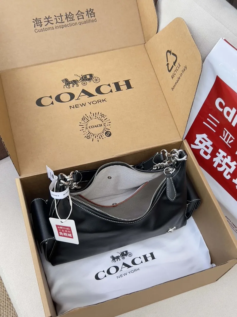 Coach Black Leather Hobo Shoulder Bag - Image 5