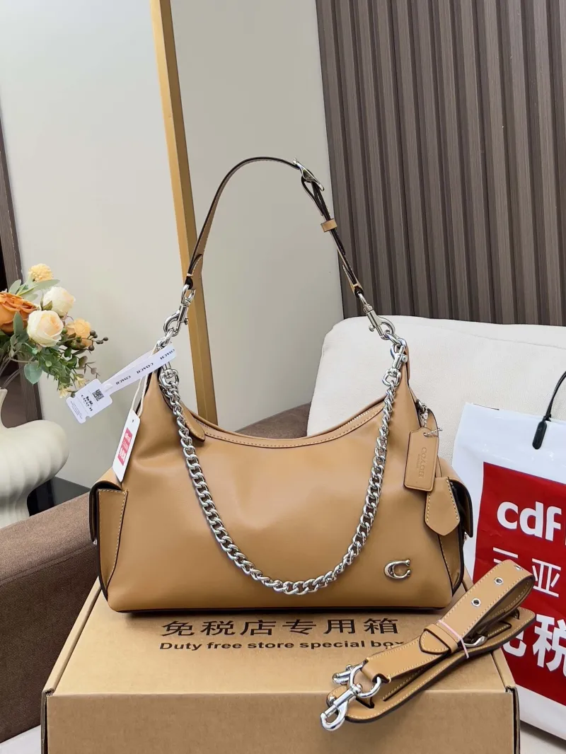 Coach Tan Leather Women's Hobo Shoulder Bag - Image 4