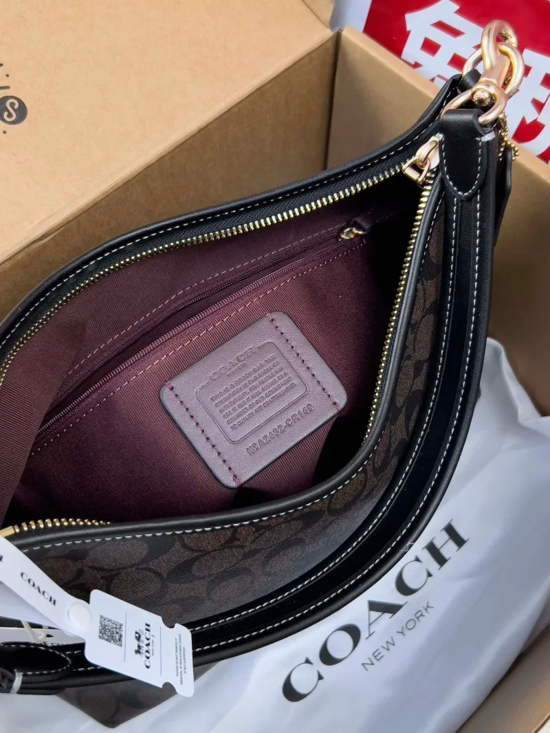 Coach Dark Brown Monogram Hobo Shoulder Bag - Image 6