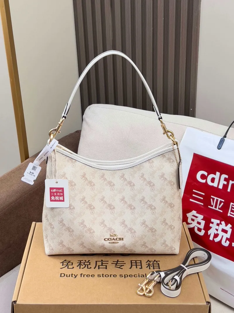 Coach Beige Horse Carriage Print Shoulder Bag 178 - Image 4