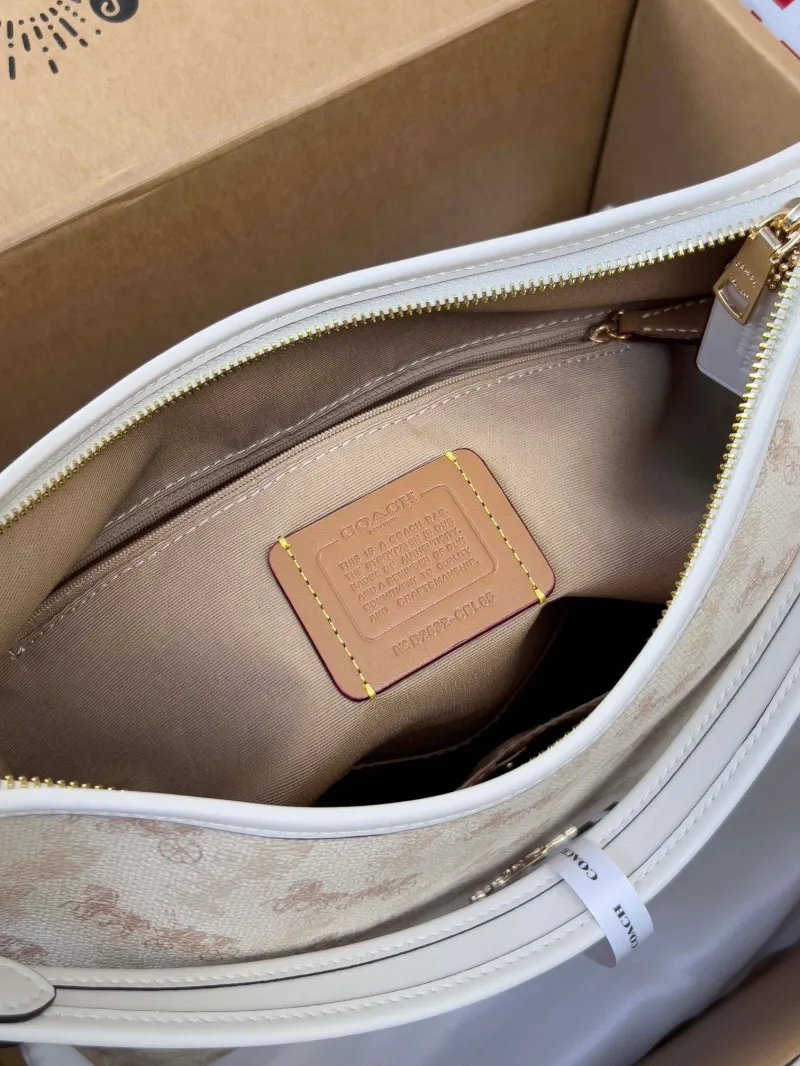 Coach Beige Horse Carriage Print Shoulder Bag 178 - Image 6