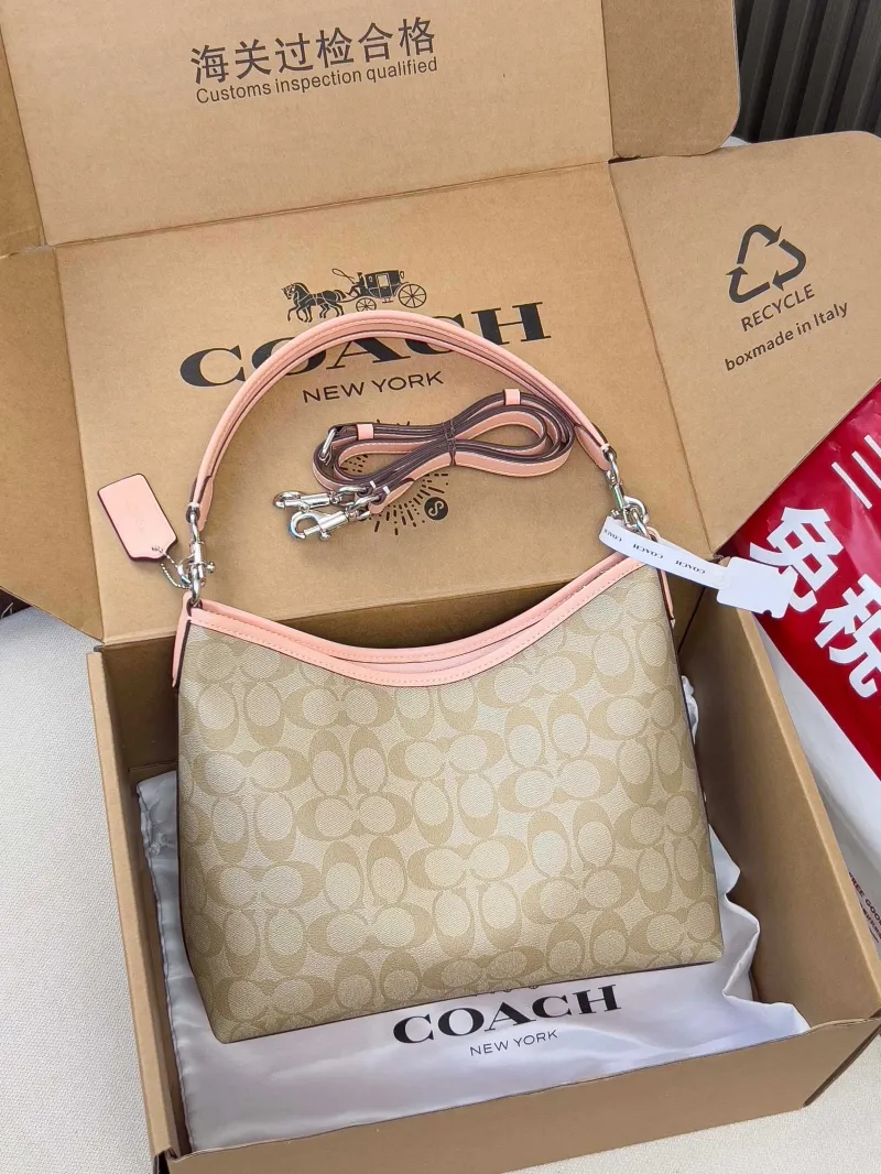 Alternative view of Coach Signature Khaki Pink Hobo Shoulder Bag