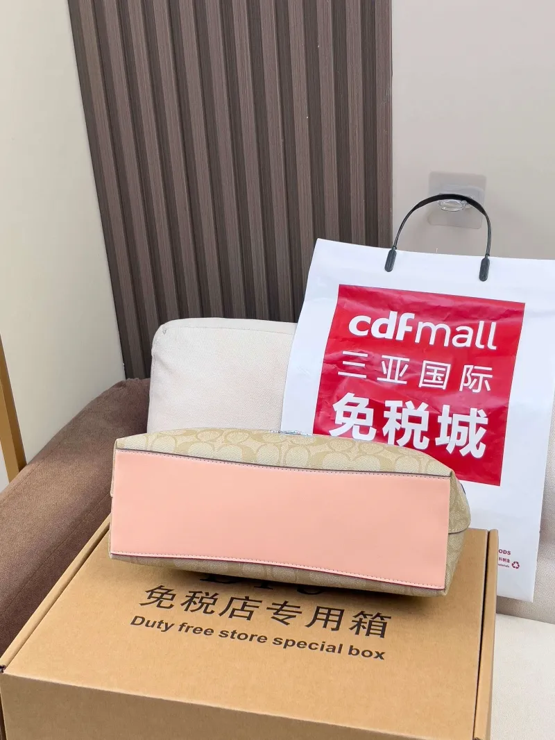 Coach Signature Khaki Pink Hobo Shoulder Bag - Image 3