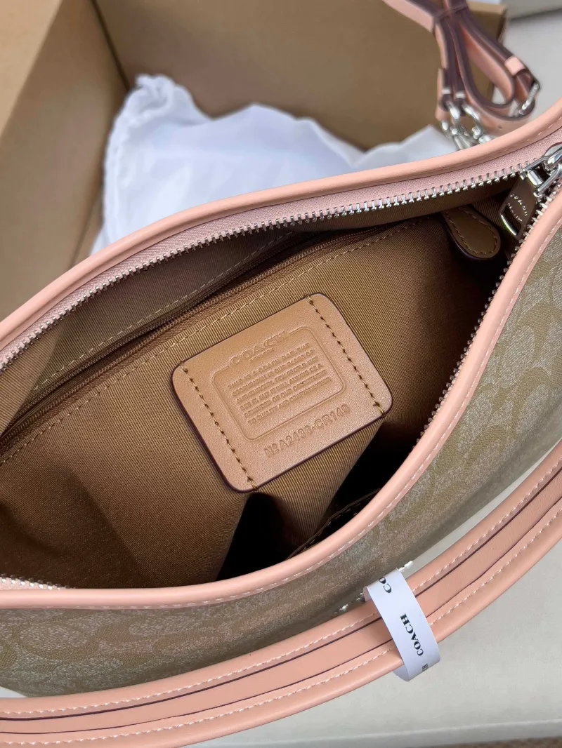Coach Signature Khaki Pink Hobo Shoulder Bag - Image 6