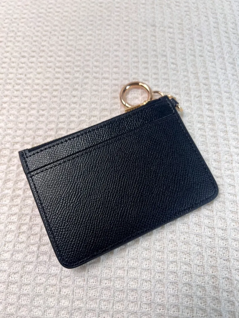 Coach Black Leather Key Ring Card Wallet - Image 3