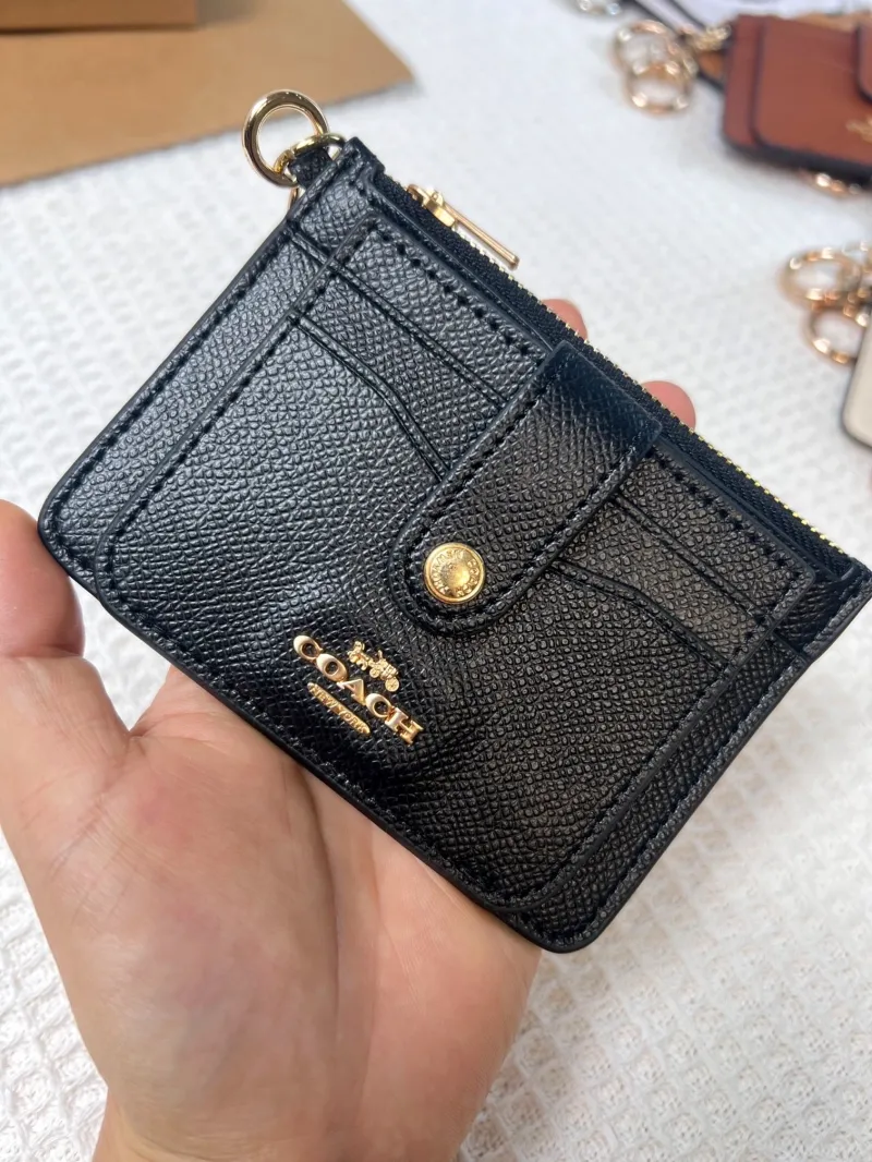 Coach Black Leather Key Ring Card Wallet - Image 4