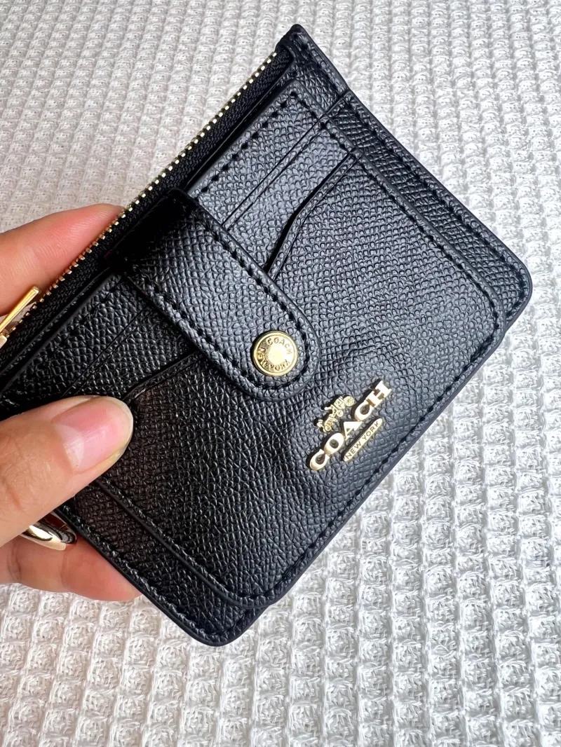 Coach Black Leather Key Ring Card Wallet - Image 5