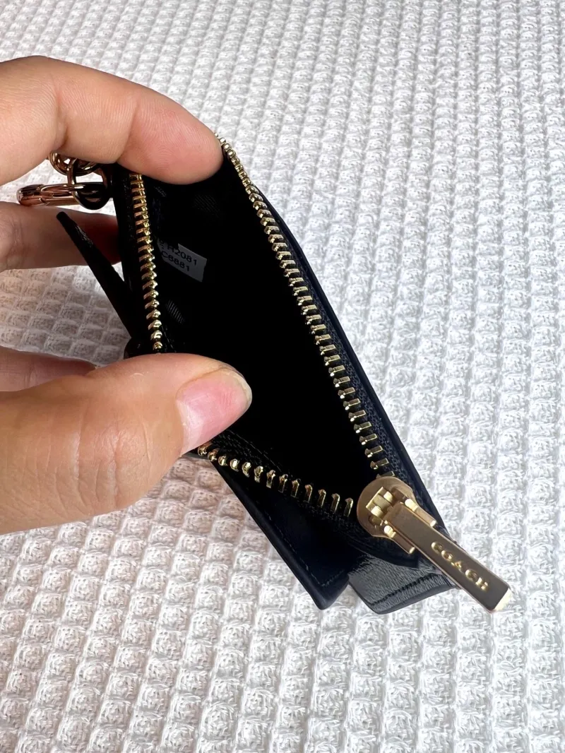 Coach Black Leather Key Ring Card Wallet - Image 8