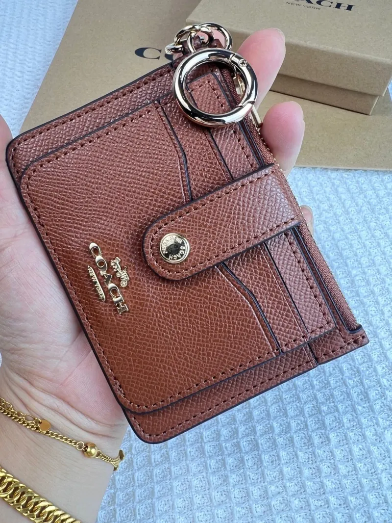 Coach Brown Leather Key Ring Card Holder Wallet - Image 4