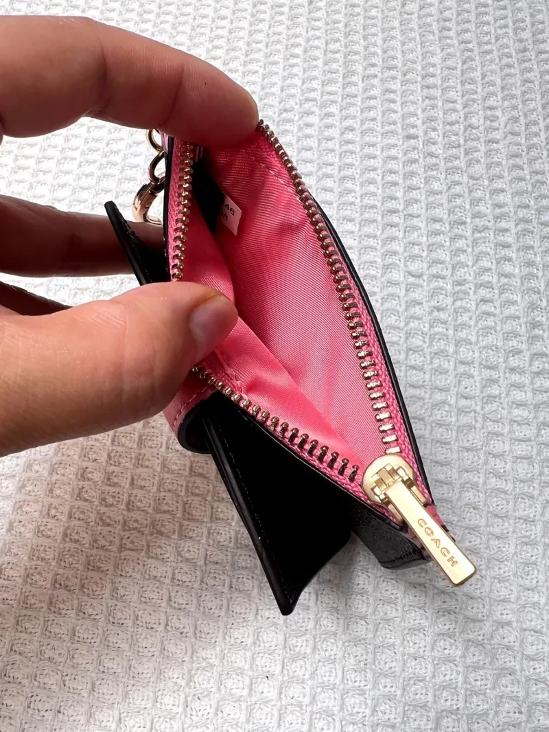 Coach Brown Pink Card Case Keychain Wallet - Image 8
