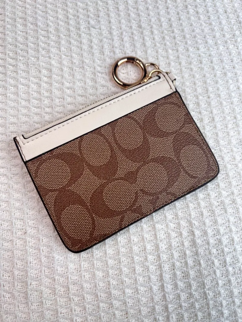 Coach Brown Signature Keychain Card Holder Wallet - Image 4