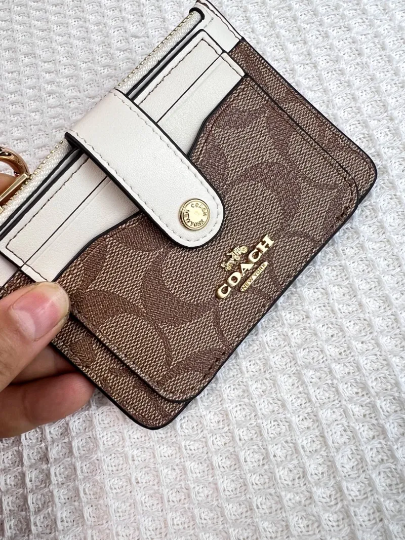 Coach Brown Signature Keychain Card Holder Wallet - Image 5