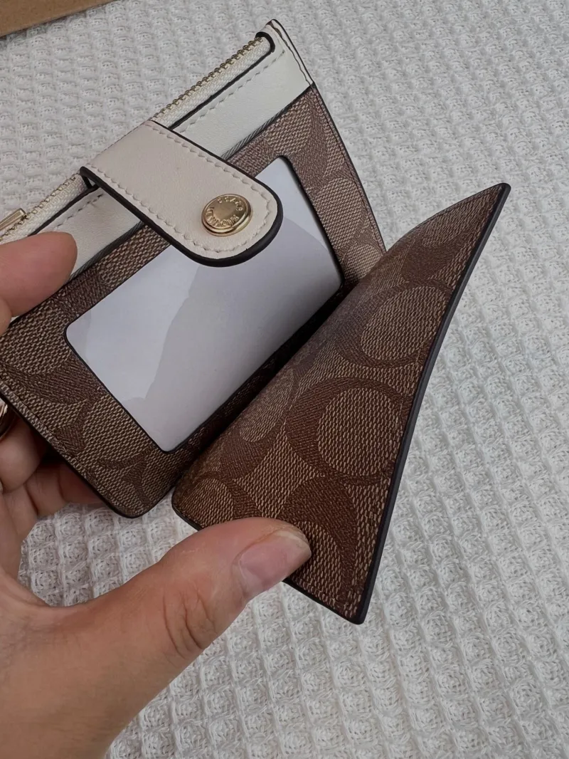 Coach Brown Signature Keychain Card Holder Wallet - Image 6
