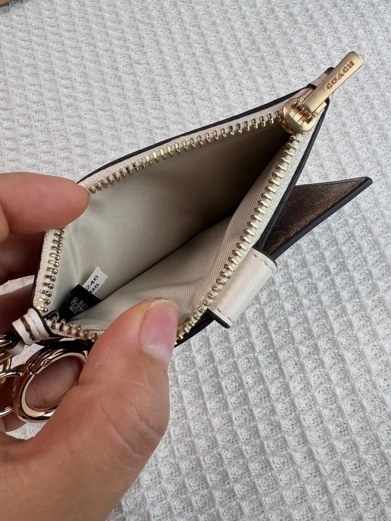 Coach Brown Signature Keychain Card Holder Wallet - Image 8