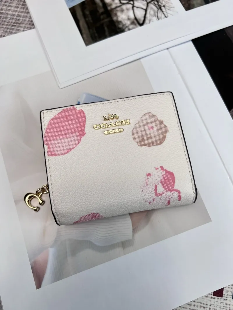 Coach White Pink Floral Print Wallet