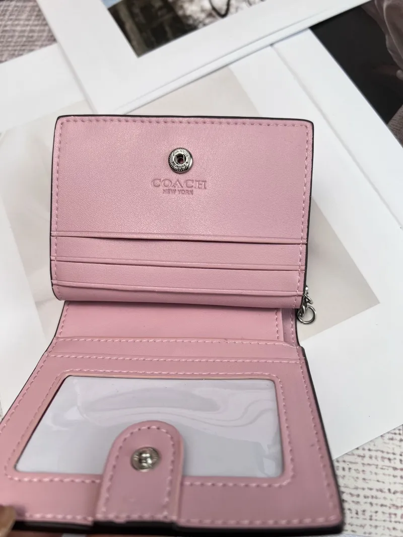 Coach Pink Daisy Print Snap Wallet - Image 7