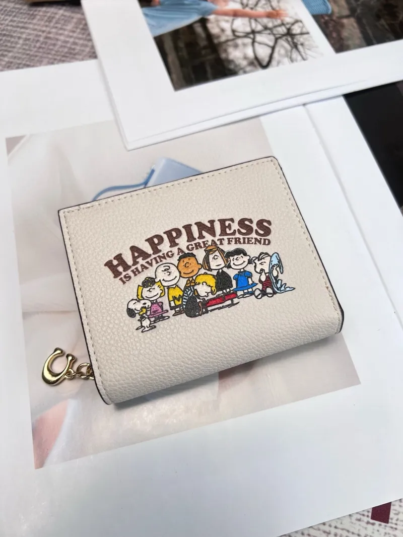 Coach Peanuts Print White Leather Wallet