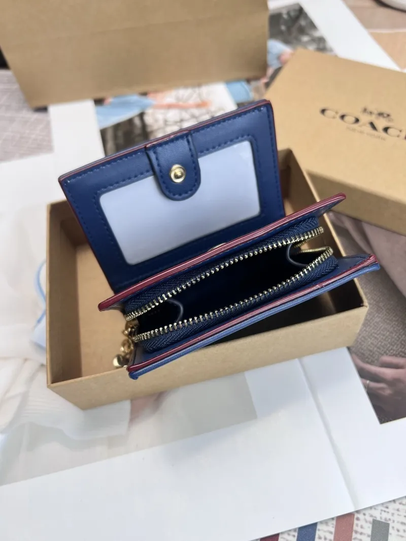 Coach Blue Denim Compact Wallet with Cherry Charm - Image 6